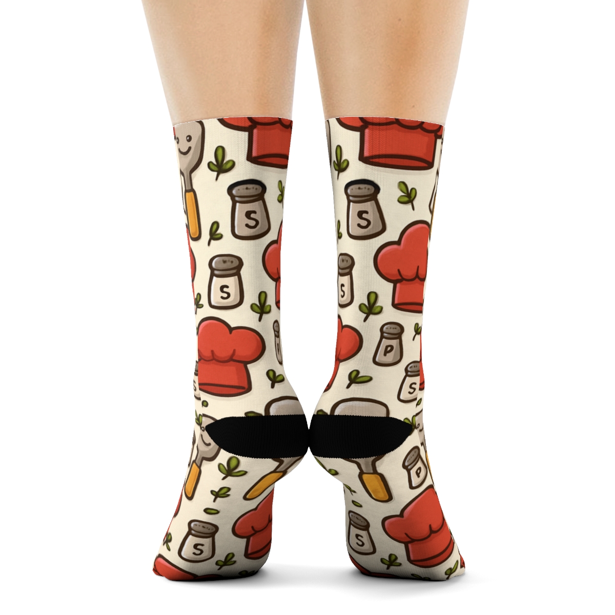 Chef Hat Lattice With Cook Motifs comfortable cotton crew socksChef Hat Lattice with Cook Motifs Crew Socks - Image 4