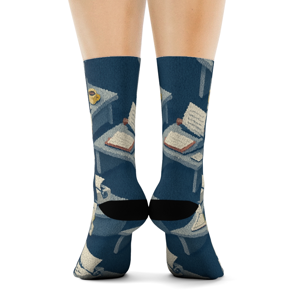Journalist Newsroom Knit Illusion Grid trendy patterned crew socksJournalist Newsroom Knit Illusion Grid Crew Socks - Image 4