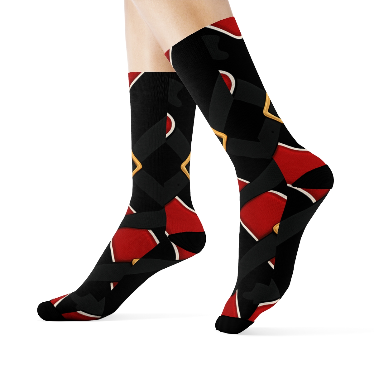 Santa Belt Lattice On Midnight Field stylish athletic crew socks
