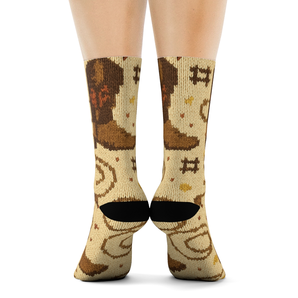 Rancher Lasso And Boot Knit Illusion Tessellation unique graphic crew socks
