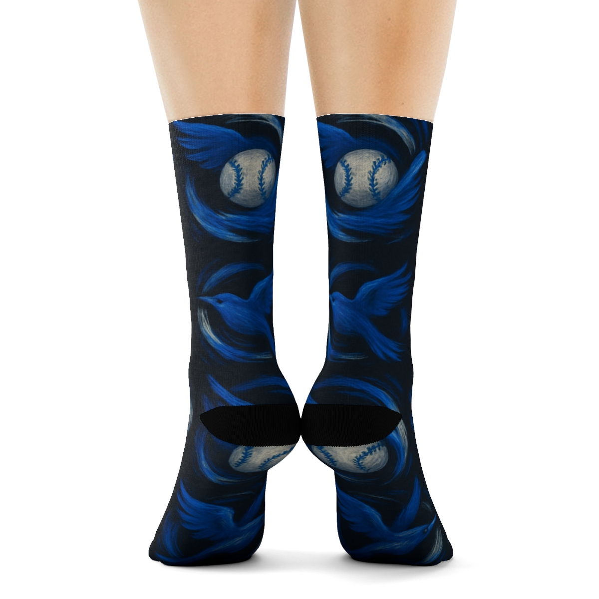 Flying Jay Wrap Pattern Blue Jays stylish athletic crew socksFlying Jay Wrap Pattern Blue Jays Crew Socks - Image 4