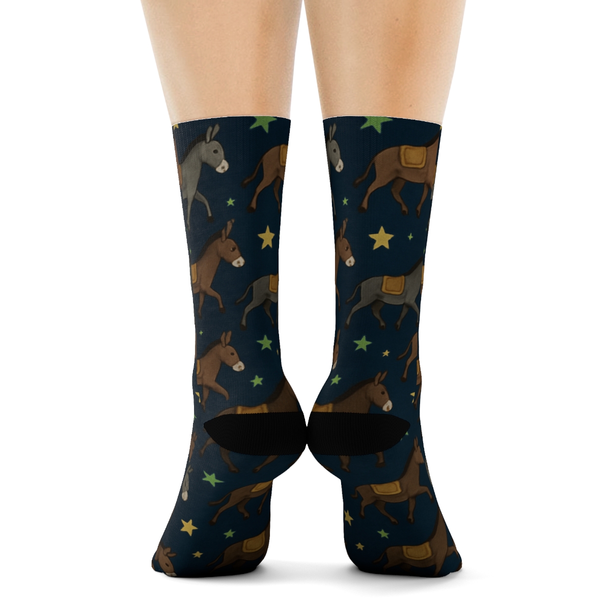 Starfield Lattice With Donkey Caravan Motifs stylish athletic crew socks
