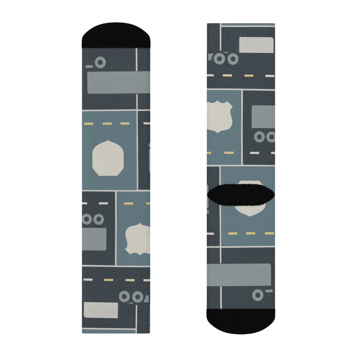 Interstate Patchwork With Truck Driver Icons soft everyday crew socks