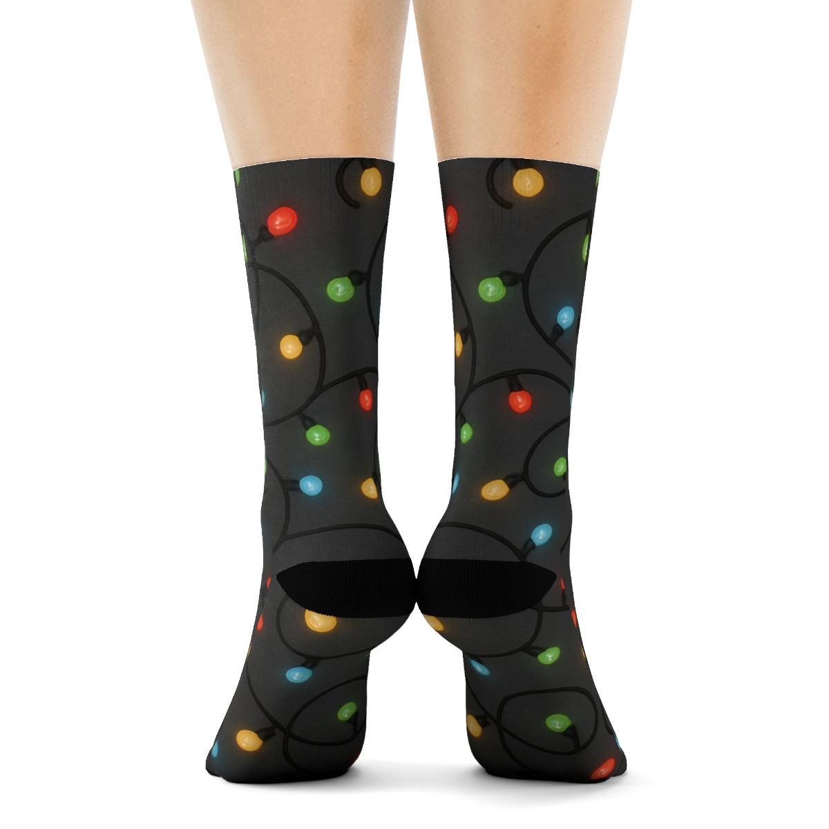 Xmas Lights Tangle Galaxy Scatter soft everyday crew socks