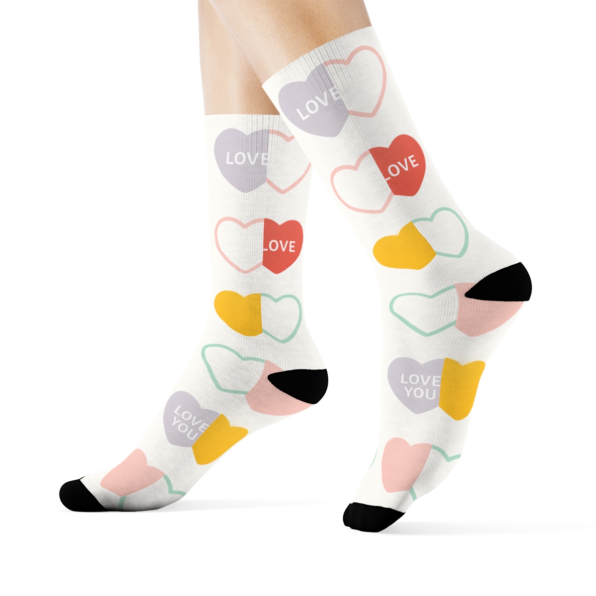 Minimal Candy Tile With Valentine’s Candy Heart Accents premium sports crew socks