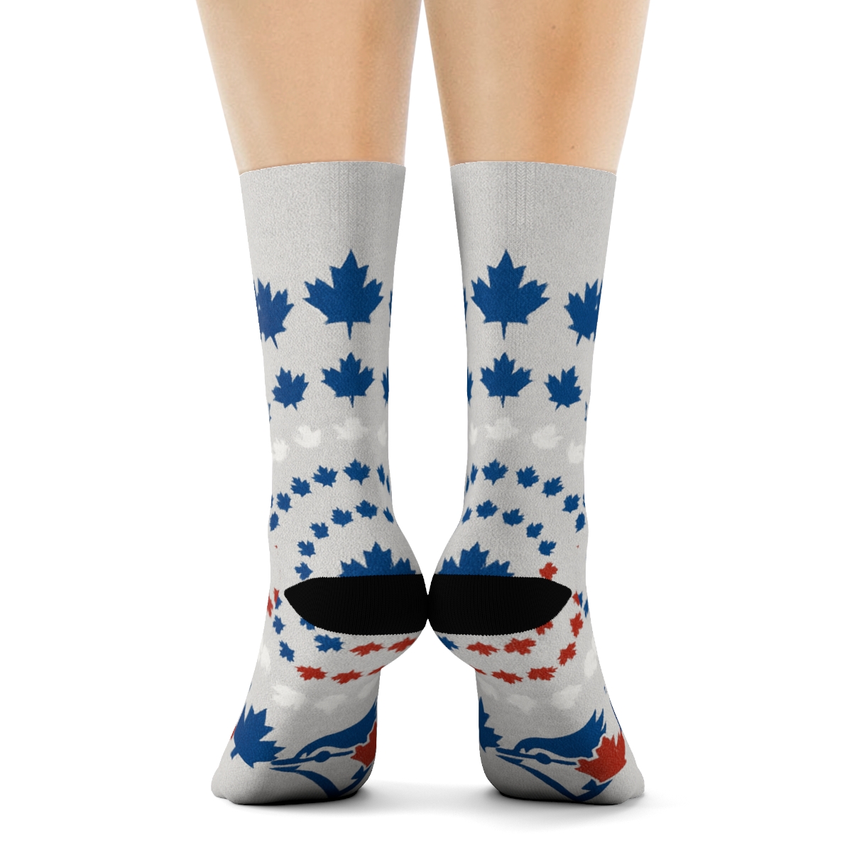 Maple Leaf Logo Progression On Light Gray designer printed crew socks