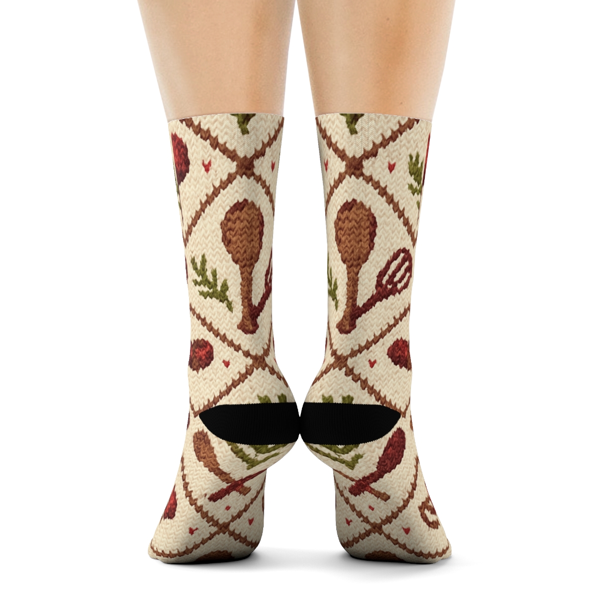 Knitted Cook Edition Herb And Utensil Lattice soft everyday crew socks