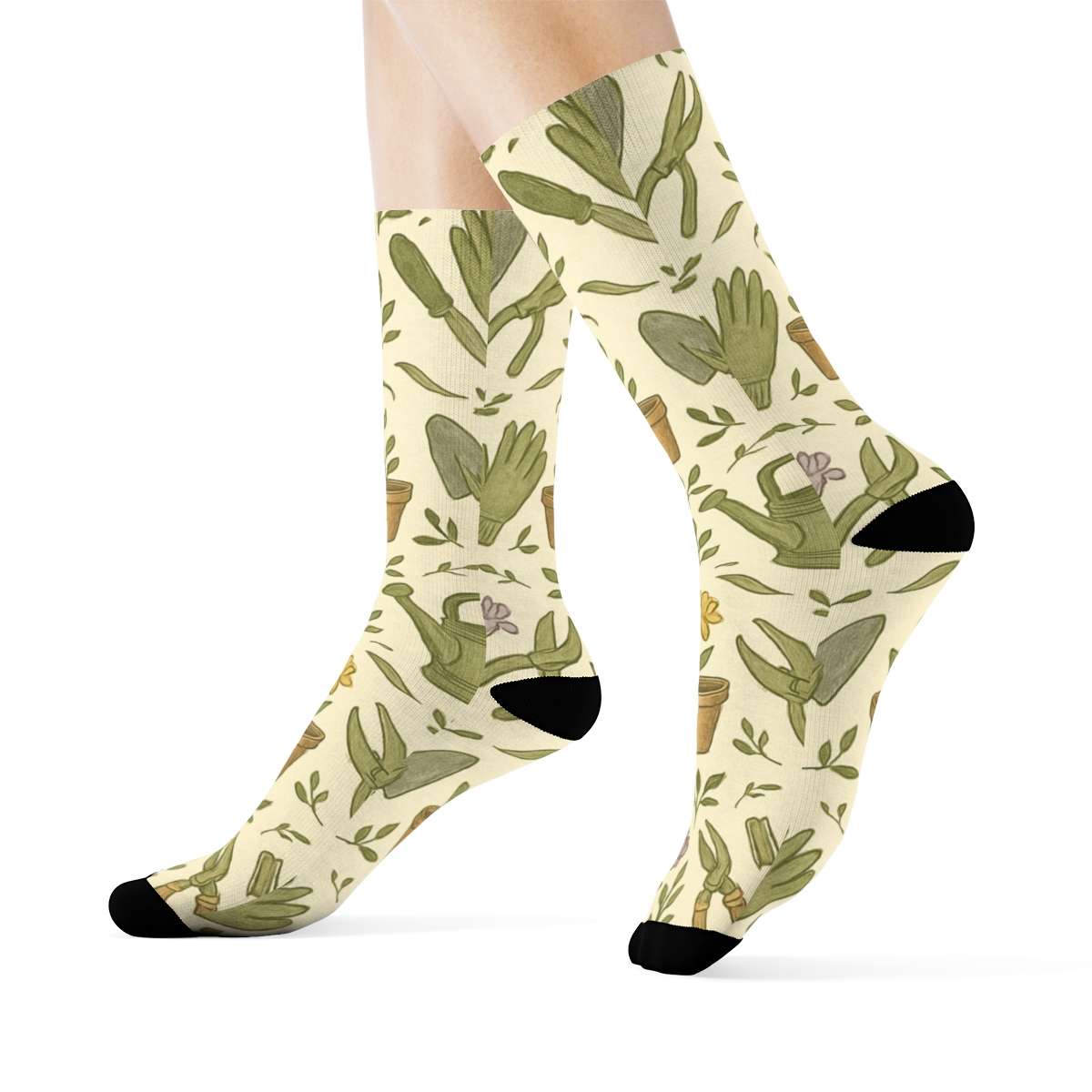 Gardener Tool Trellis Band Pattern unique graphic crew socks