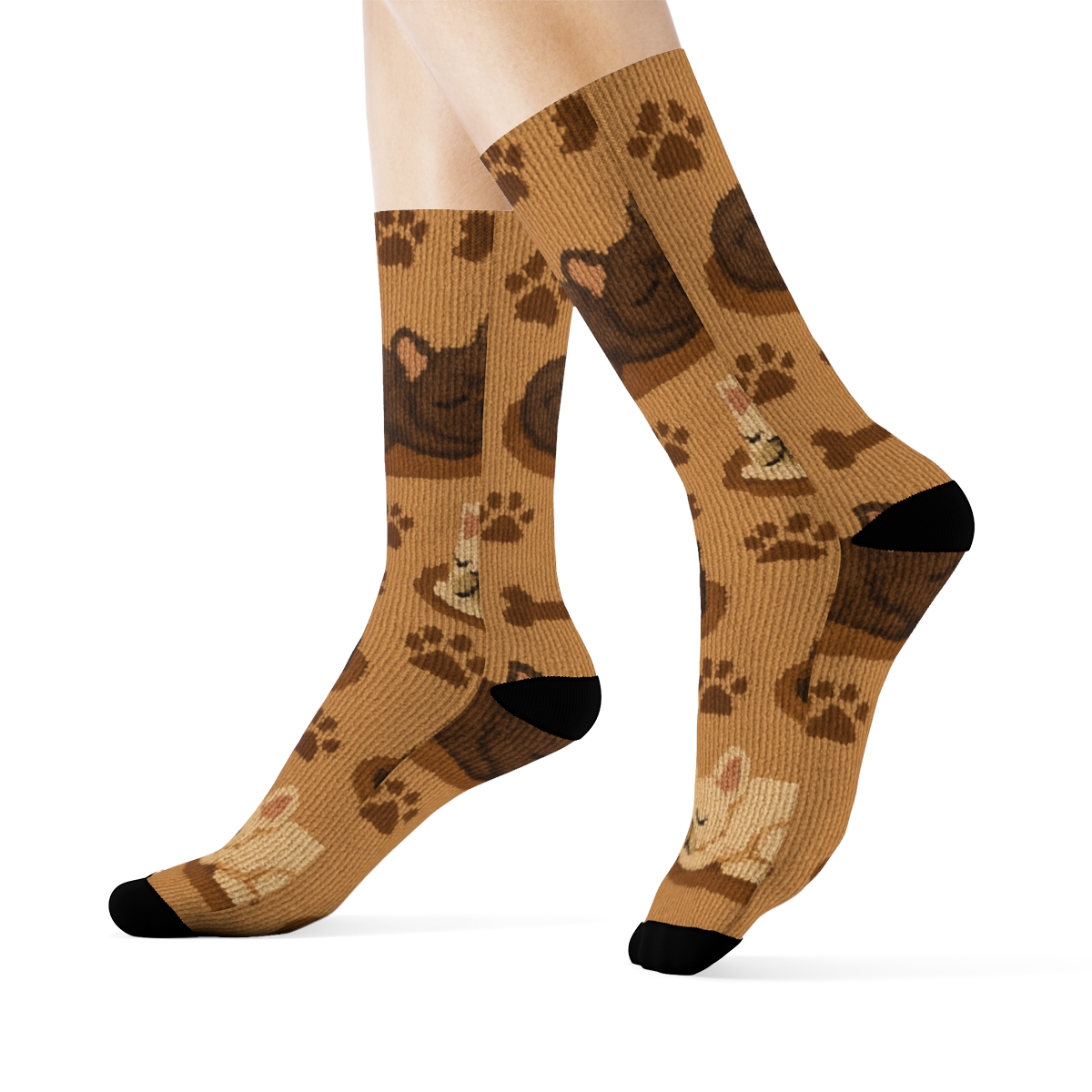 Knitted French Bulldog Cozy Blanket Tessellation designer printed crew socks