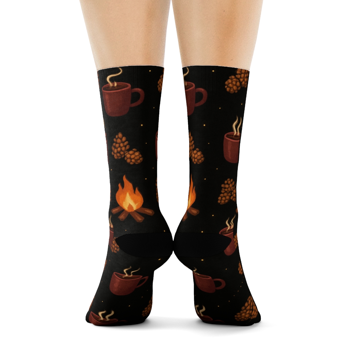 Midnight Campfire Constellation Scatter designer printed crew socks