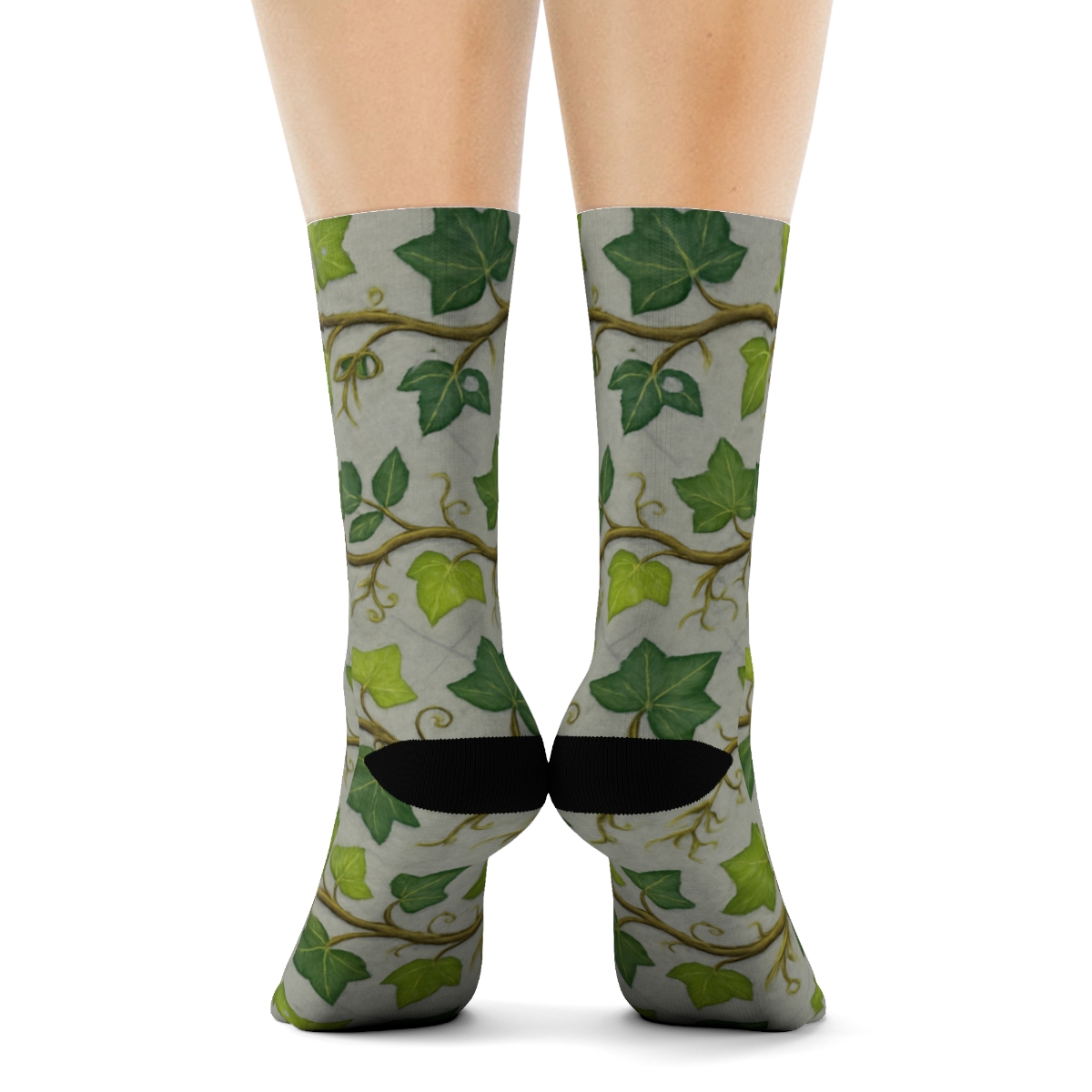 Dewdrop Ivy Trellis Bands On Stone Gray custom crew socks