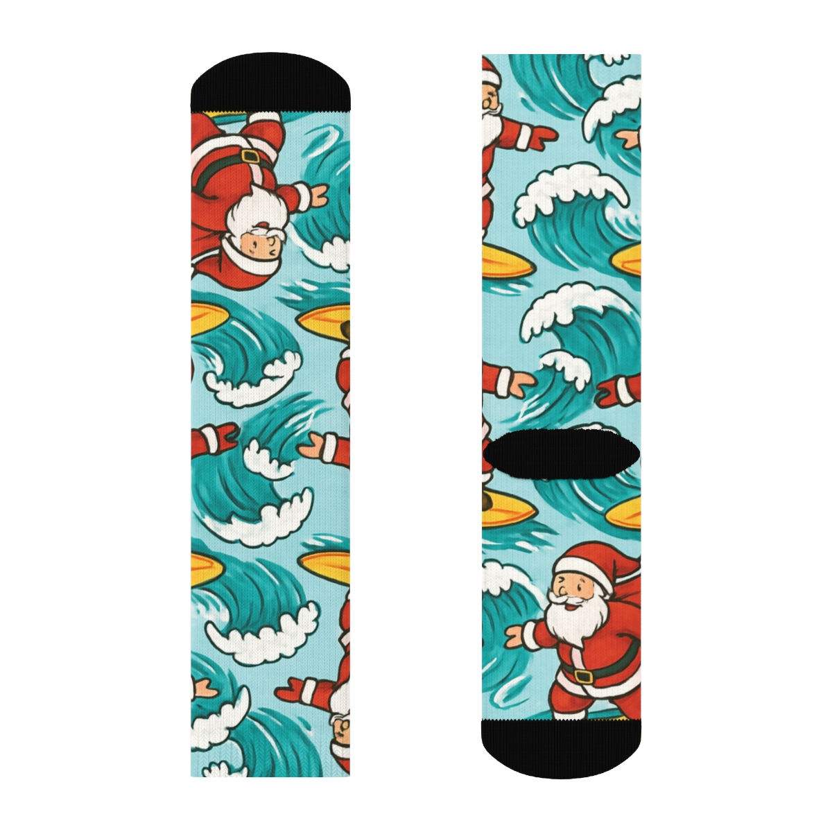 Santa Surfing Holiday Wave Repeat personalized crew socks