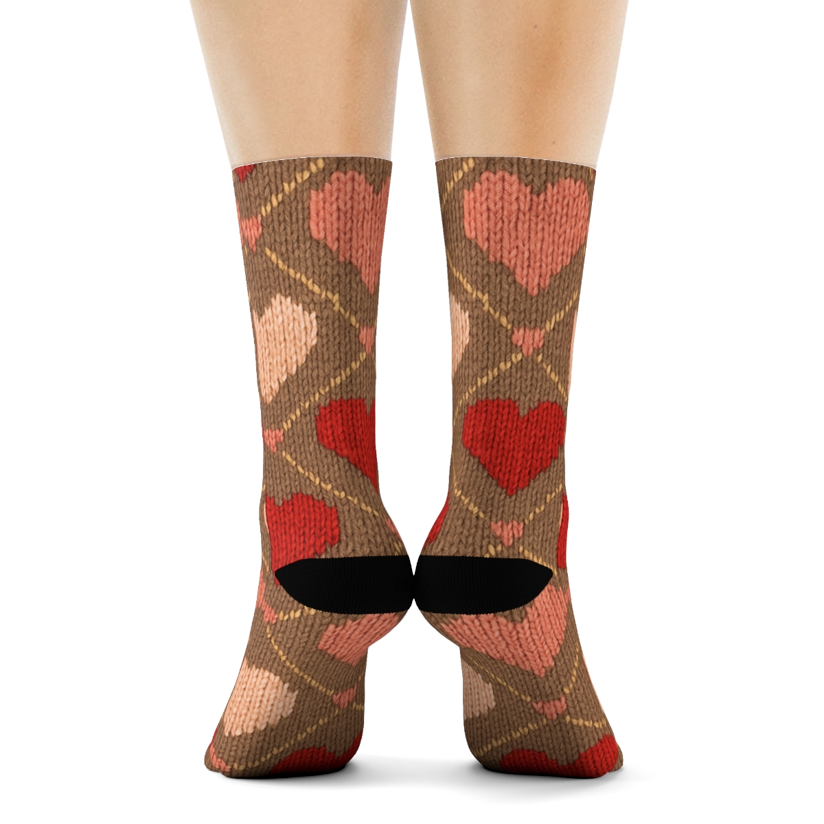 Knitted Illusion Valentine	S Classic Heart Lattice personalized crew socks