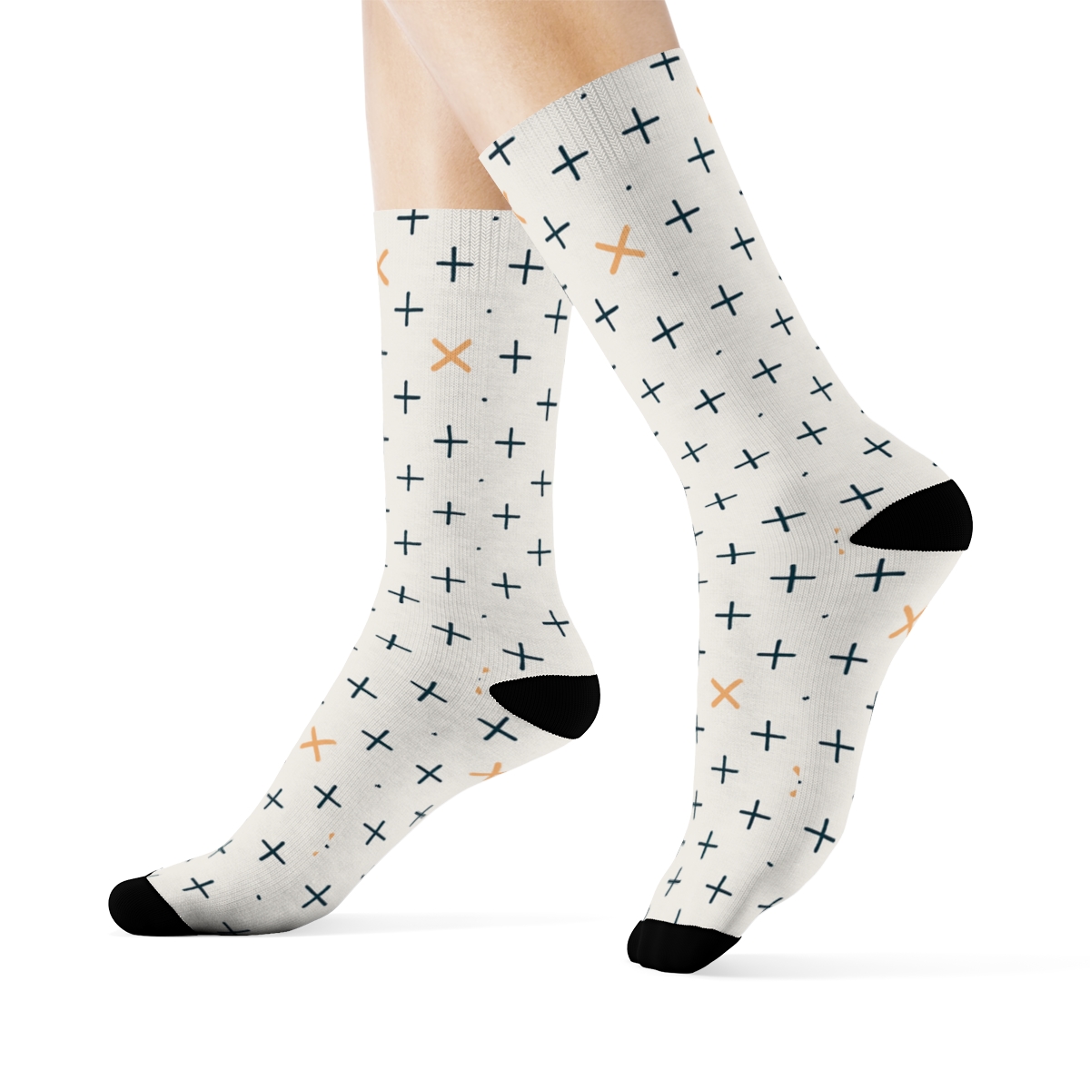 Cross Stitch Micro Lattice custom crew socks