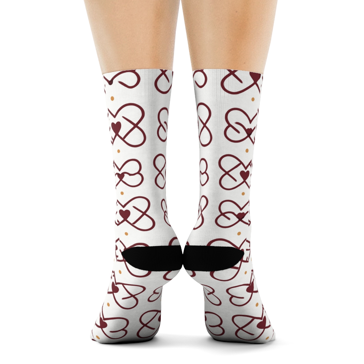Modern Minimalist Grid With Valentine’s Infinity Heart Accents stylish athletic crew socks