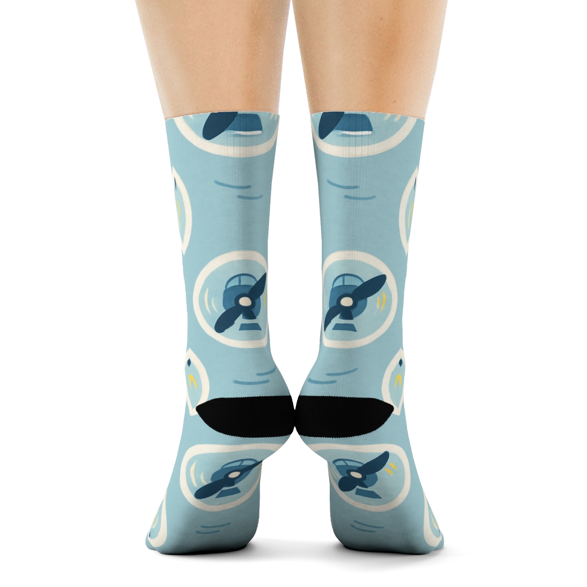 Propeller Airplane Polka Dot Rhythm stylish athletic crew socks