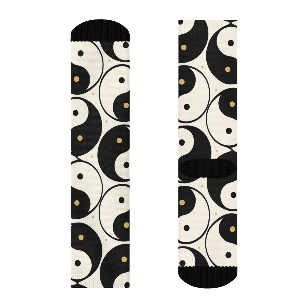 Monochrome Teardrop Lattice With Gold Pin Dots designer printed crew socks