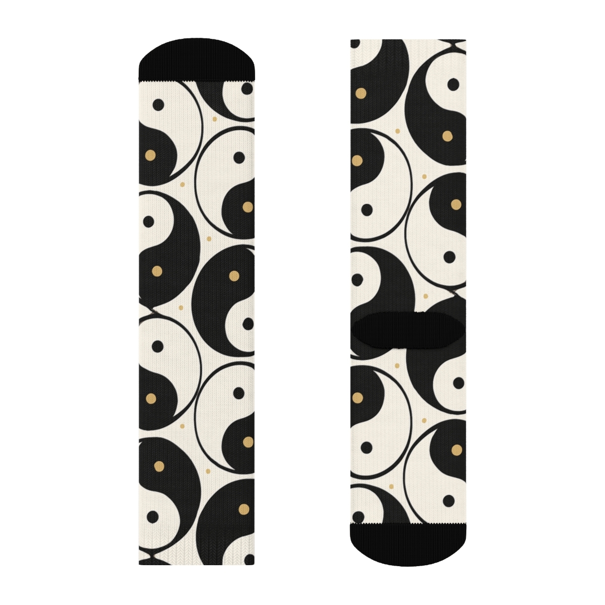 Monochrome Teardrop Lattice With Gold Pin Dots designer printed crew socks