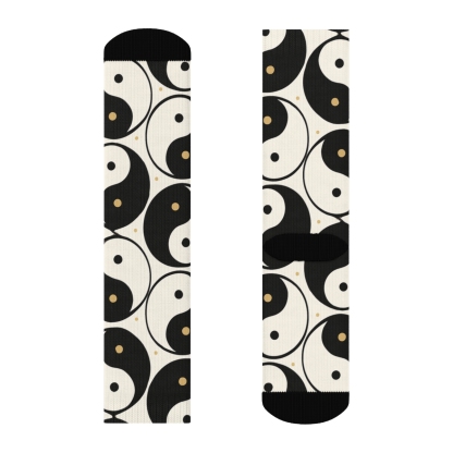 Monochrome Teardrop Lattice With Gold Pin Dots designer printed crew socks