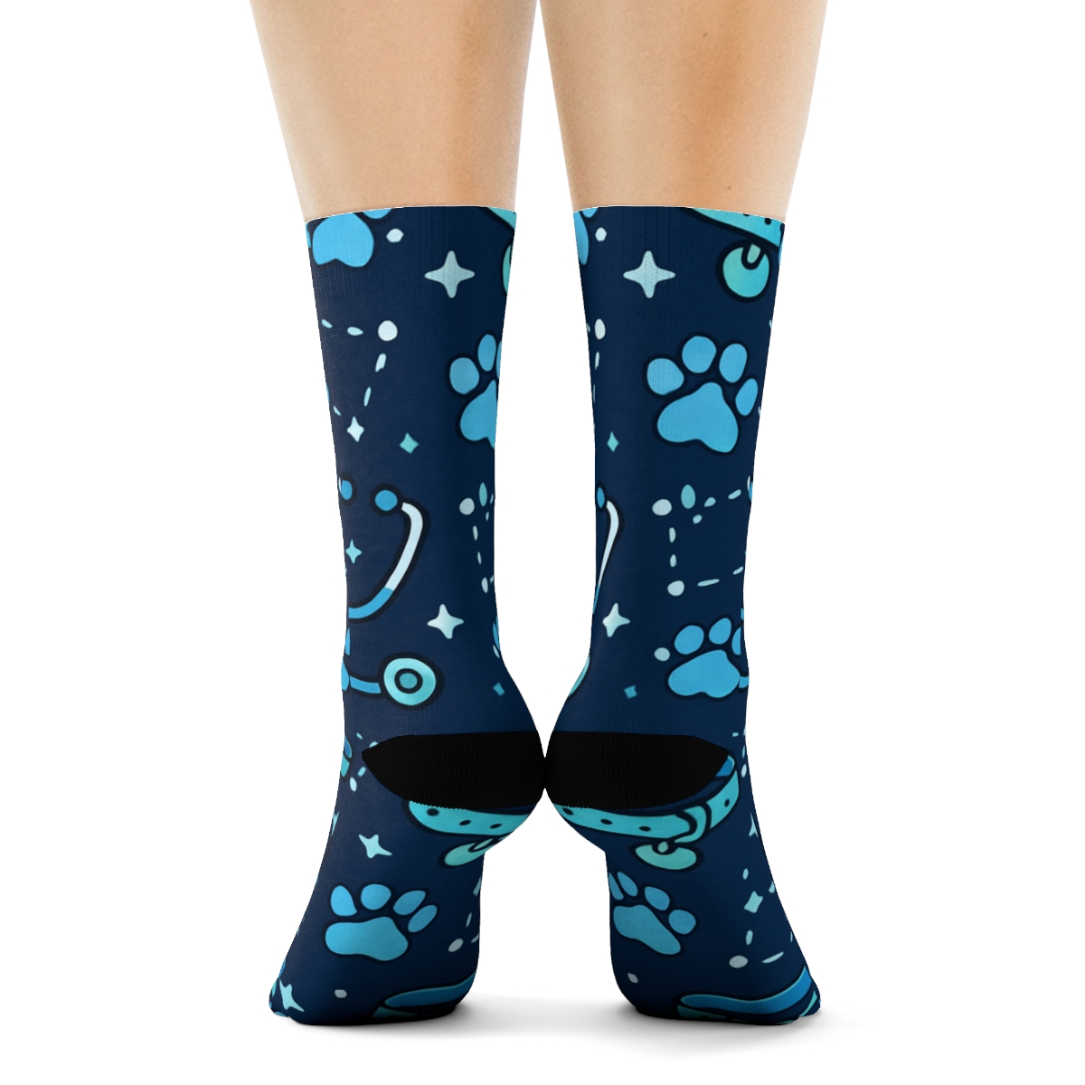 Veterinarian Stethoscope Starfield Grid comfortable cotton crew socks