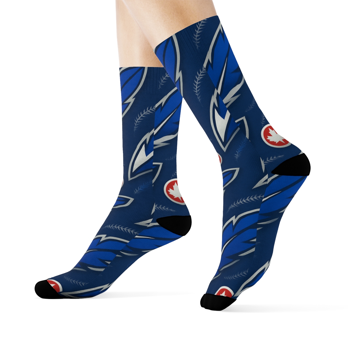 Blue Jays Feather Tessellation comfortable cotton crew socks