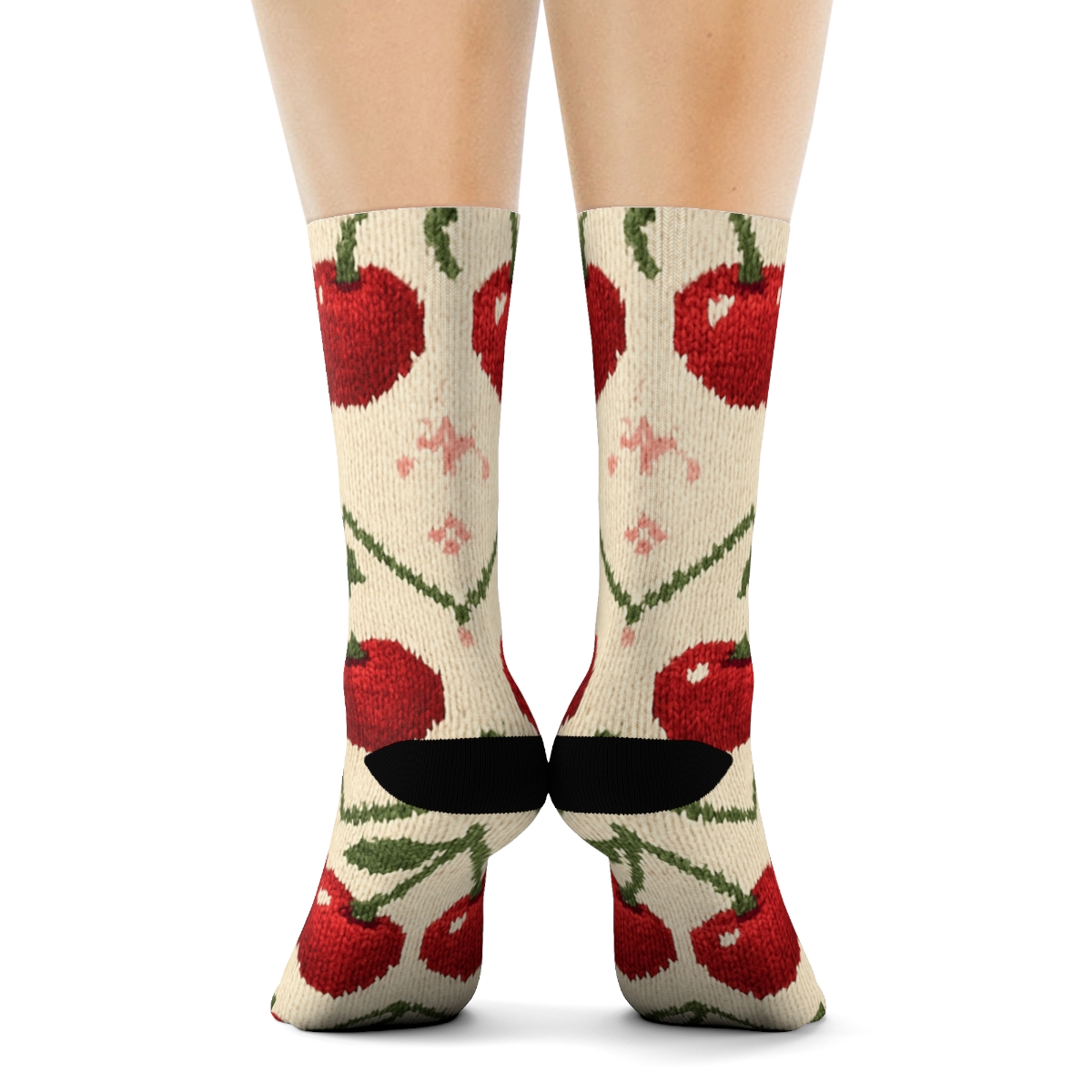 Knitted Illusion Cherry Lattice comfortable cotton crew socks