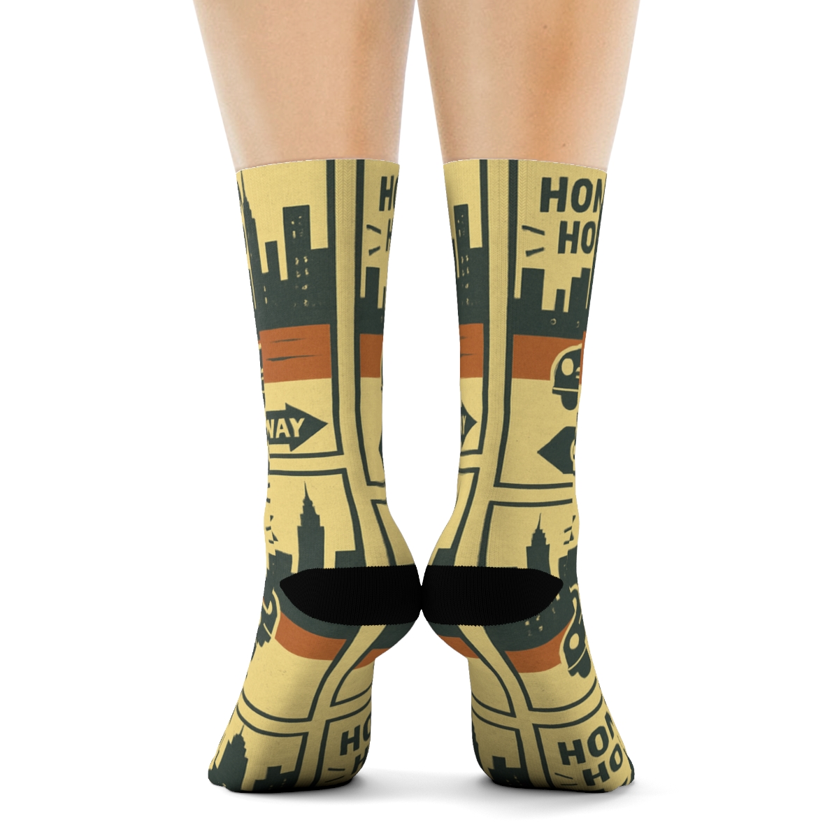 Taxi Driver Skyline Poster Tile In Lemon Yellow soft everyday crew socks