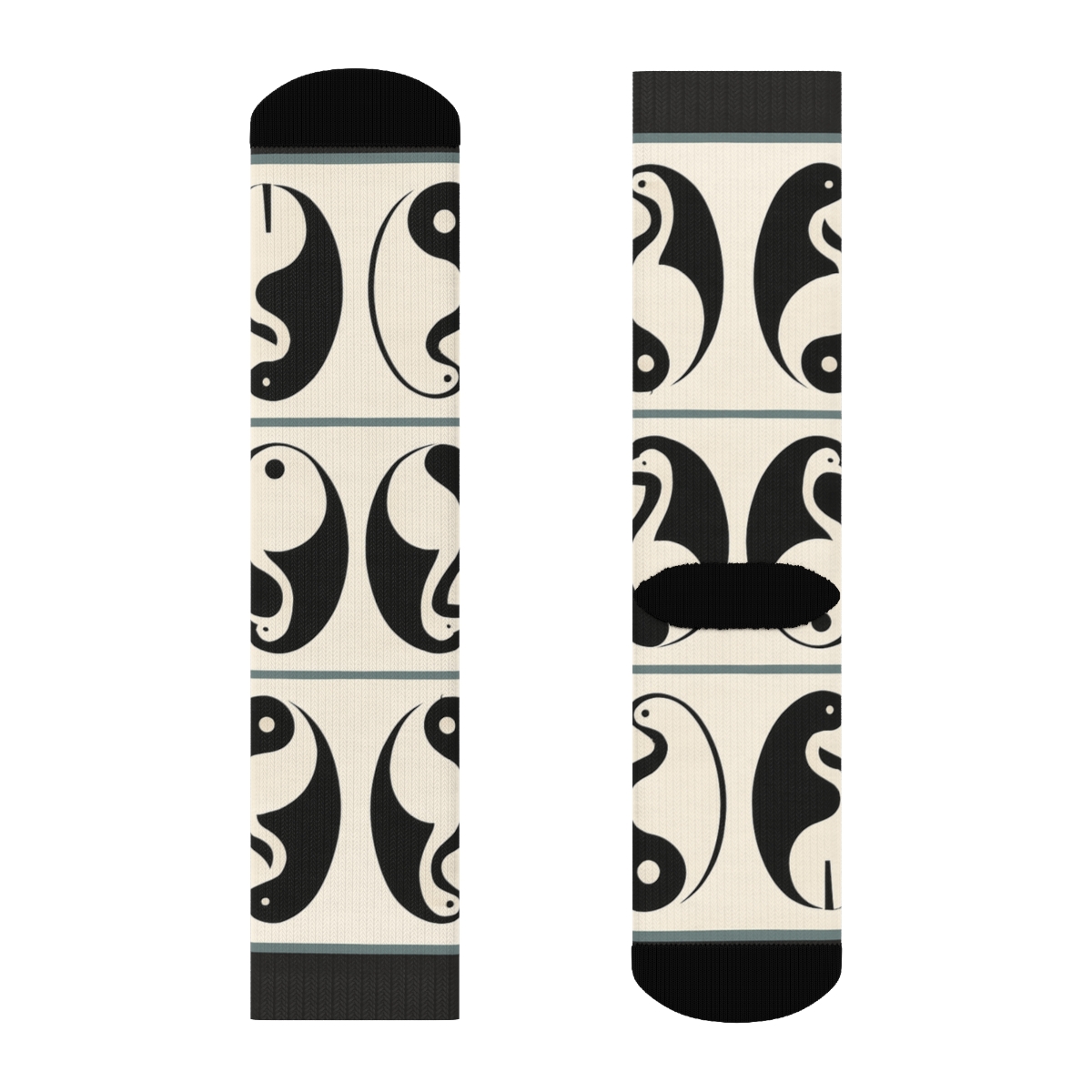 Minimal Mirror Pair Border unique graphic crew socks