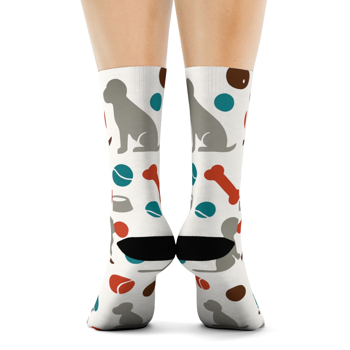 Minimalist Silhouettes With Dog Toy Tessellation comfortable cotton crew socks