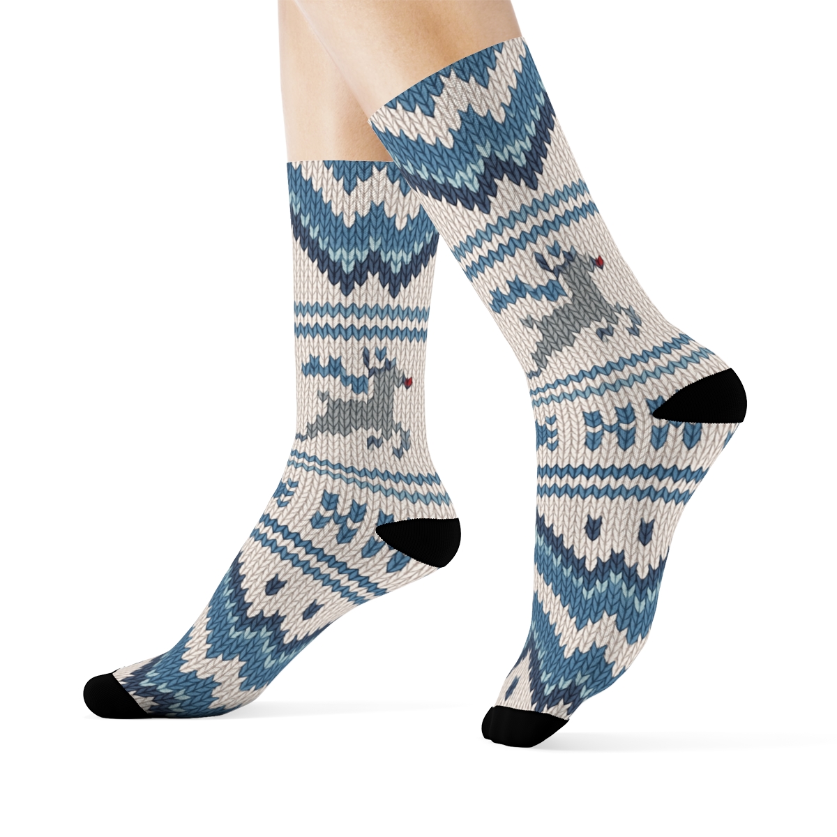 Hoofprint Chevron With Reindeer Details personalized crew socks