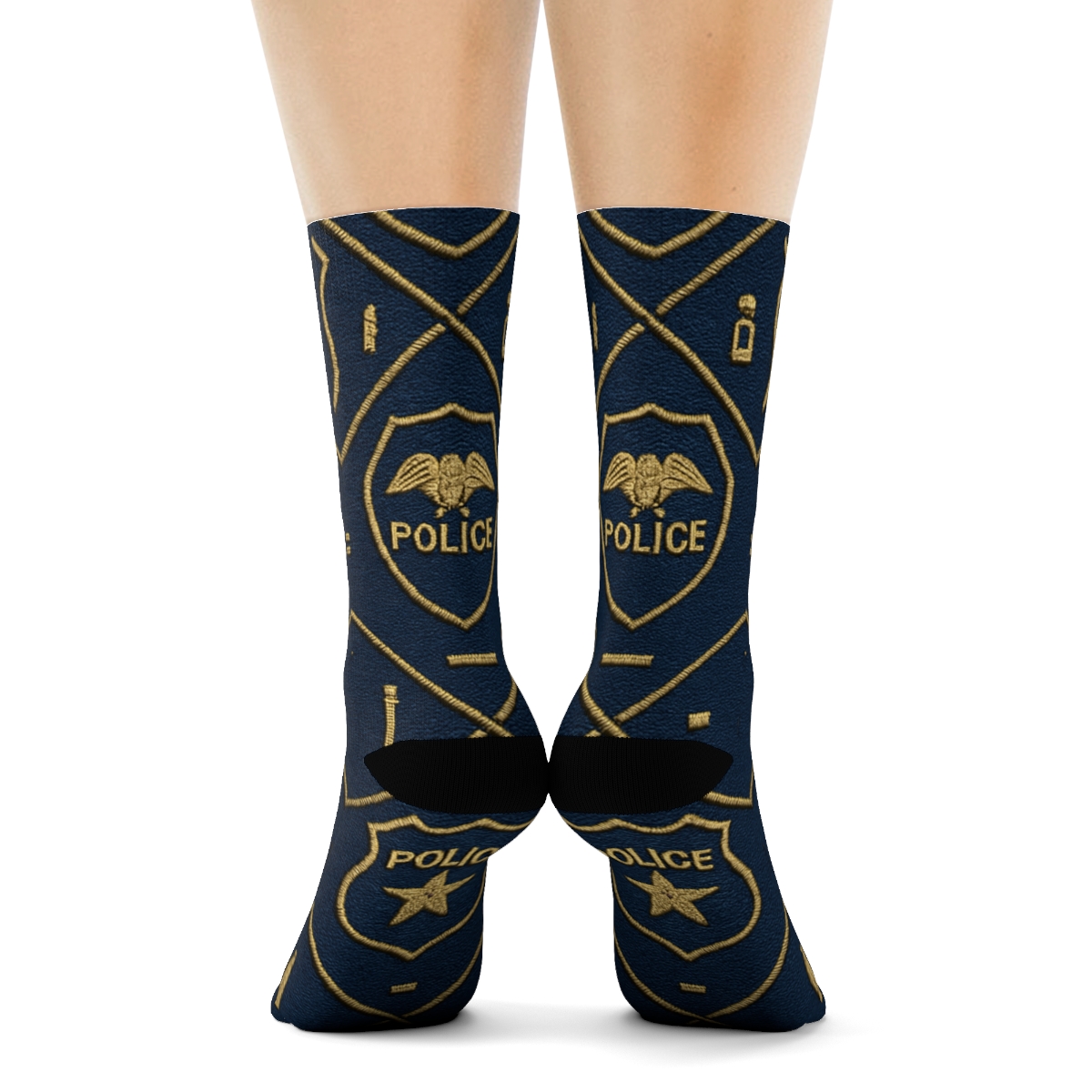 Police Officer Patchwork Badge Lattice personalized crew socks