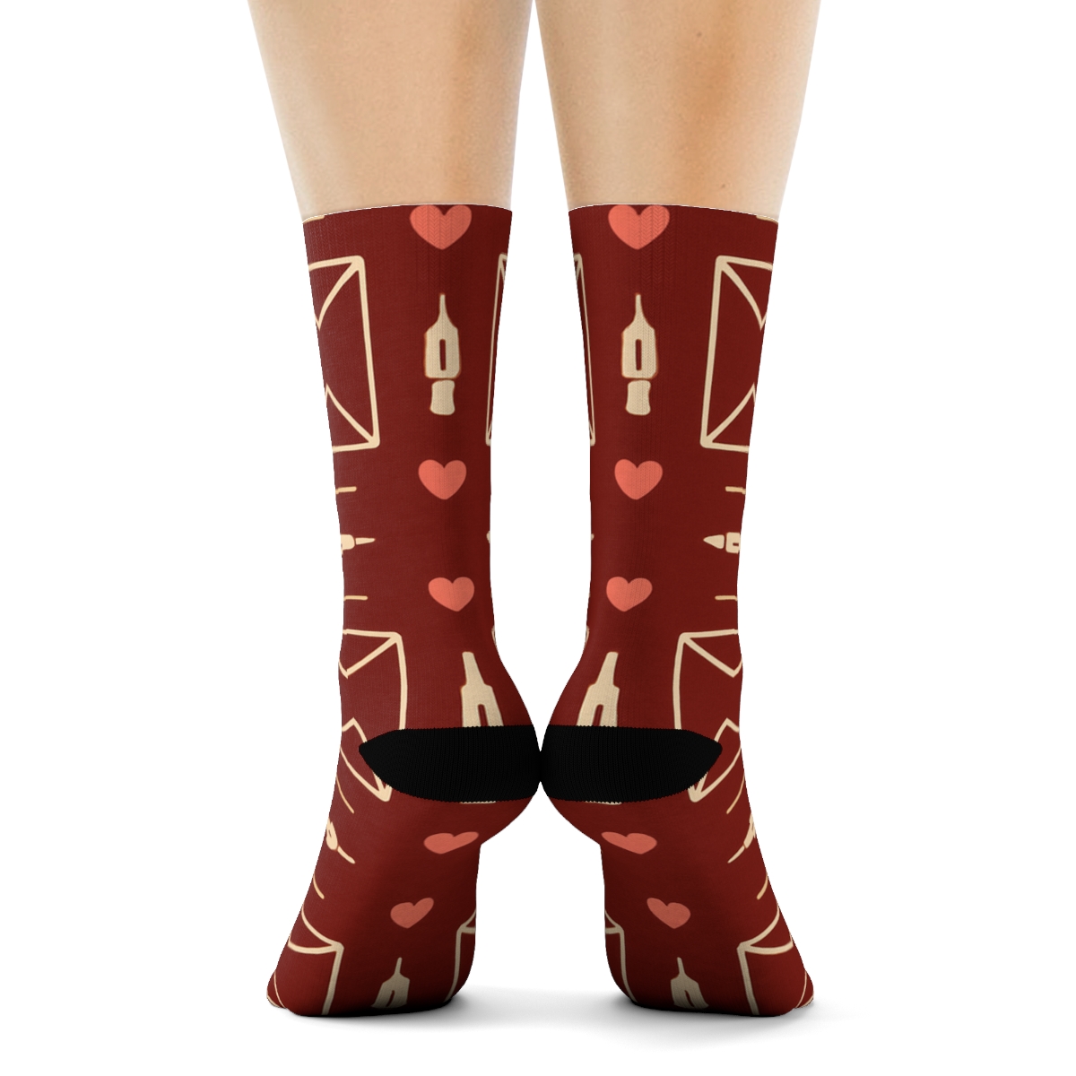 Modern Minimalist Graphic With Valentines Love Letter Envelope Rhythm stylish athletic crew socks
