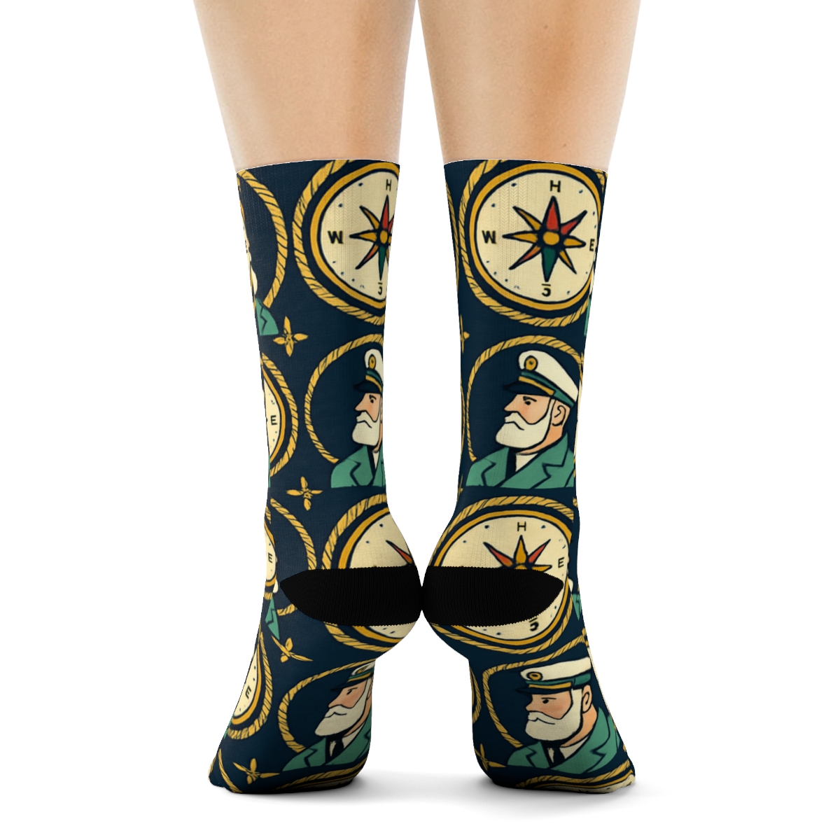 Ship Captain Constellation Compass Grid premium sports crew socks