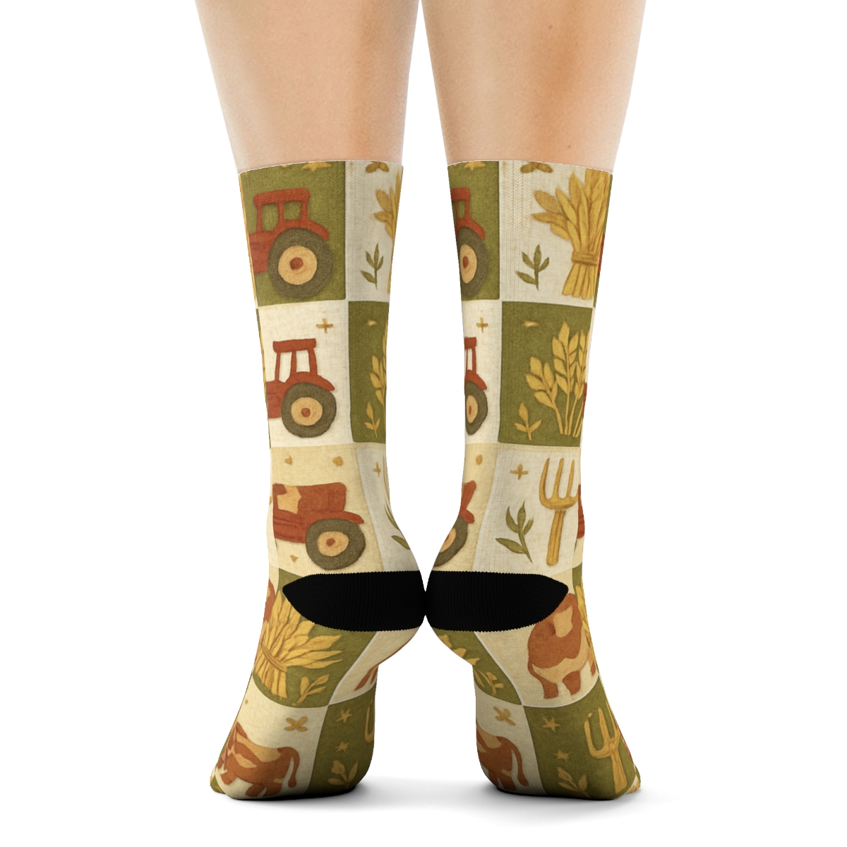 Patchwork Harvest Collage For The Farmer unique graphic crew socks