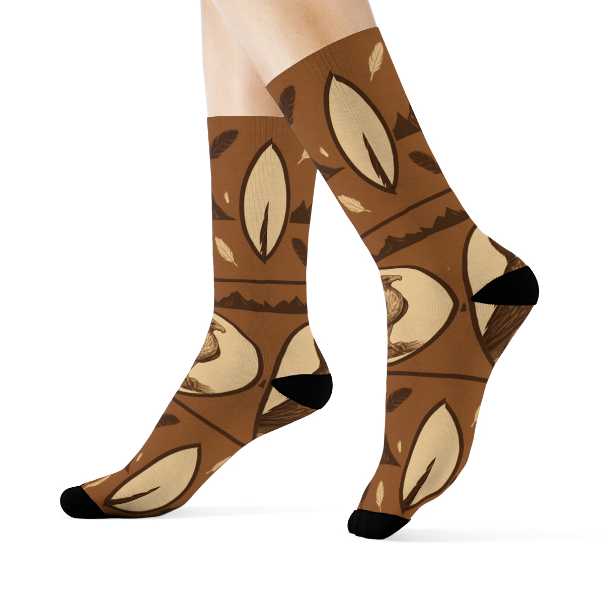 Mountain Crest Band Pattern With Eagle Cameos personalized crew socks