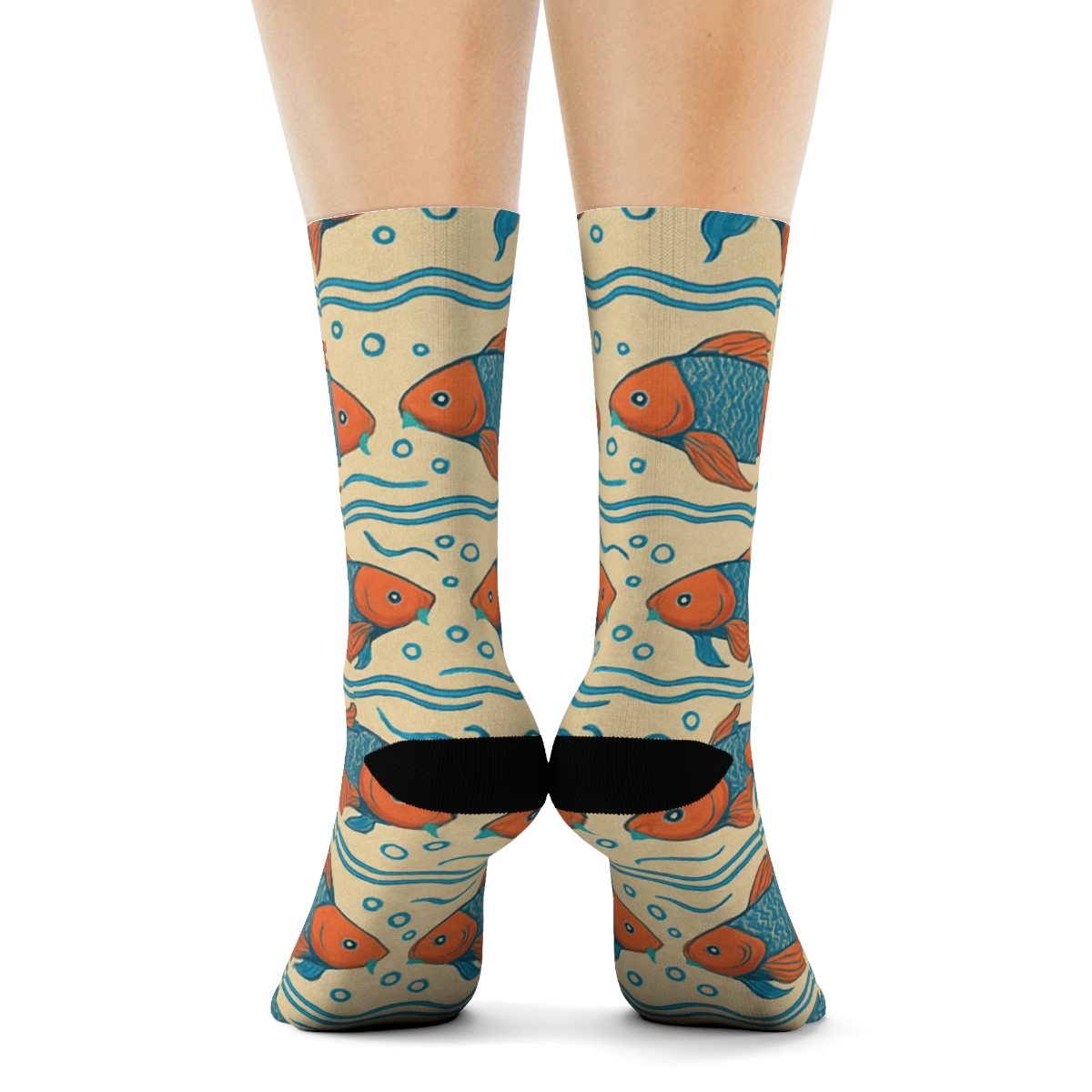 Koi Swim Bands In Fish Harmony designer printed crew socks