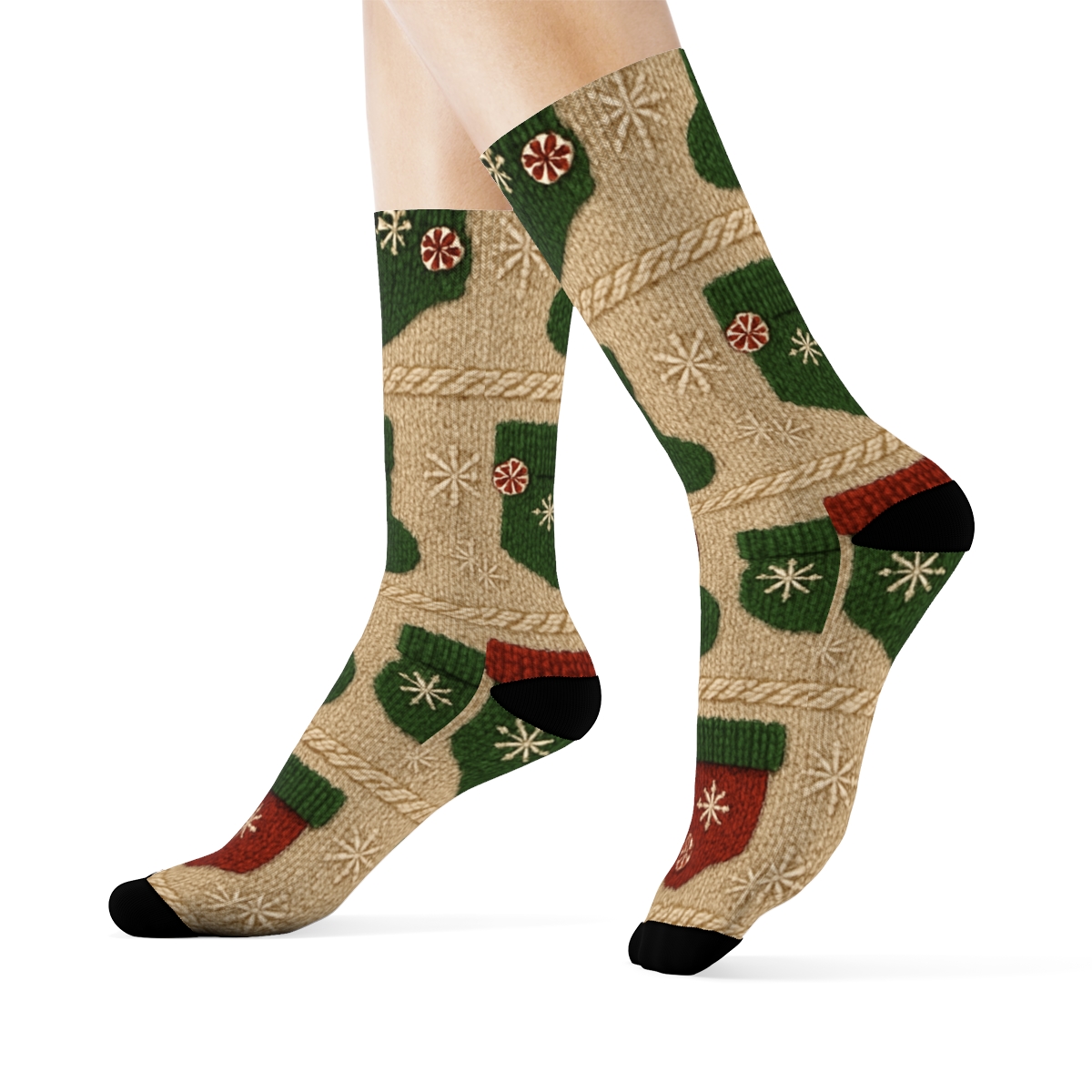 Knit Illusion Stockings Grid, Christmas Edition personalized crew socksKnit Illusion Stockings Grid, Christmas Edition Crew Socks - Image 3