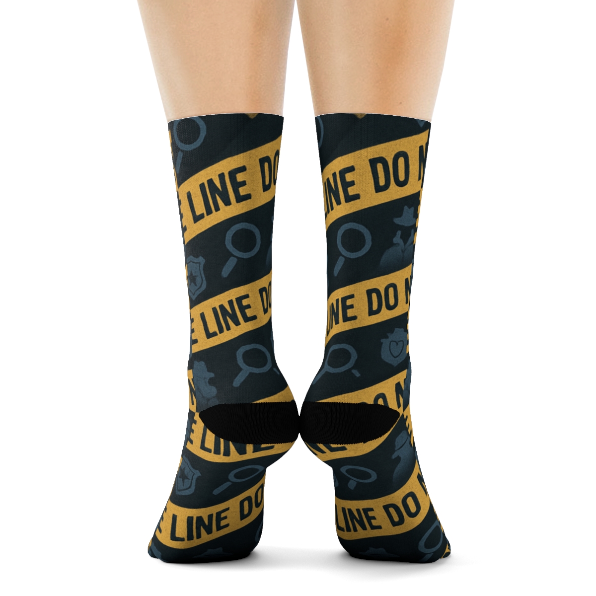 Police Detective Crime Scene Tape Wave Pattern personalized crew socks