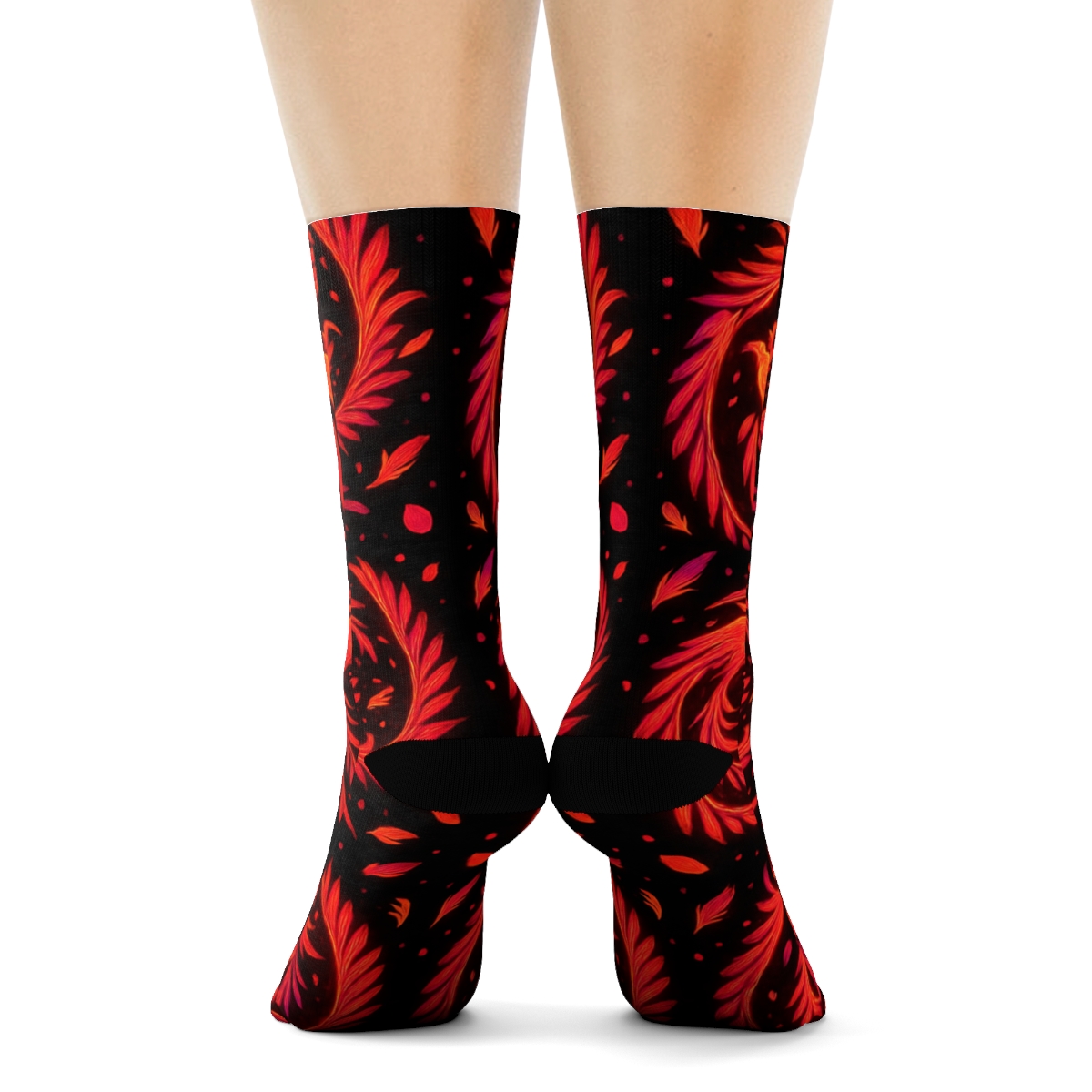 Fantasy Firebird Spiral Constellations On Black stylish athletic crew socks