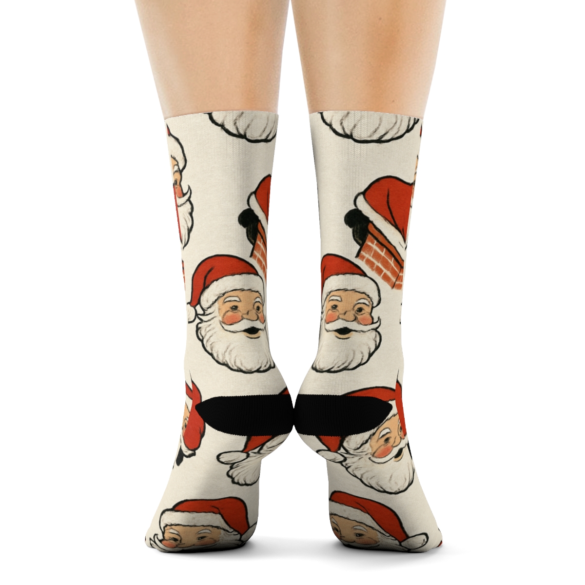 Vintage Santa Chimney Tessellation unique graphic crew socks