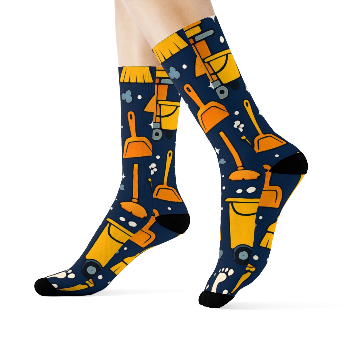 Janitor Cart Constellation Tile Grid designer printed crew socks