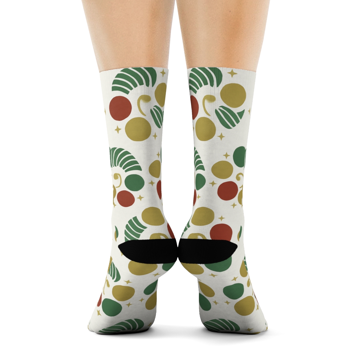 Xmas Ornament Spiral Grid stylish athletic crew socks