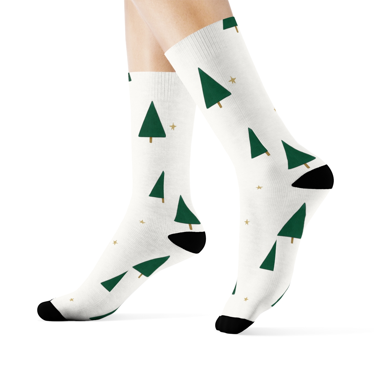 Holiday Minimalist Tree Scatter designer printed crew socks