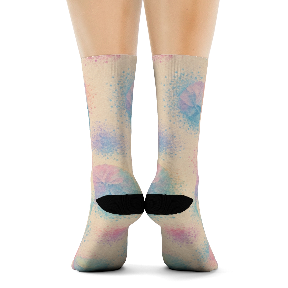 Scrunch Speckle Cluster On Beige Canvas designer printed crew socks