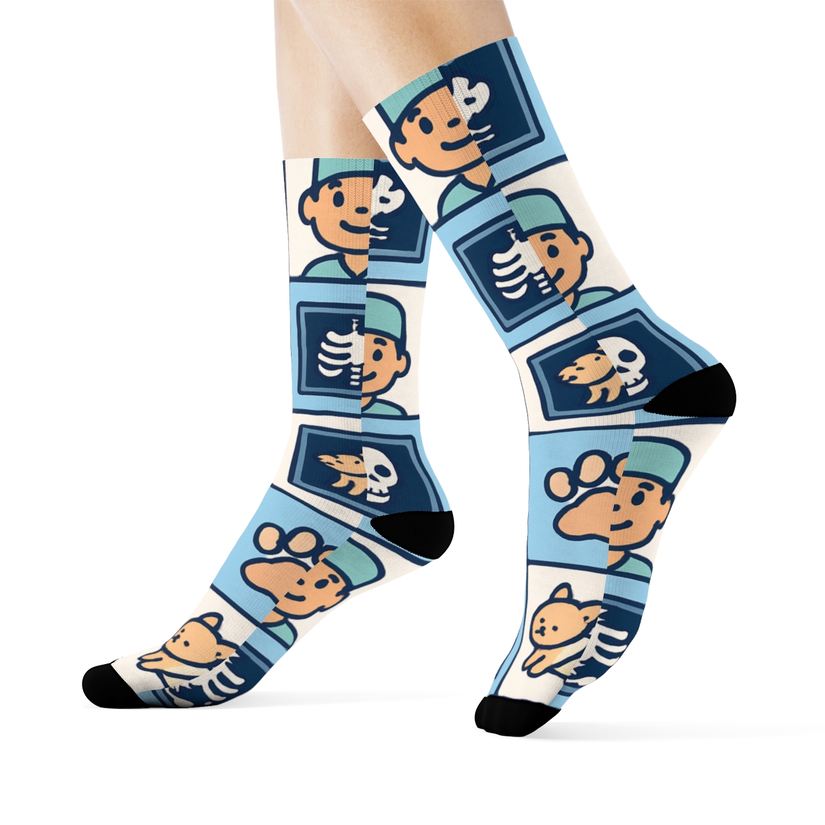 Stellar Paw Grid With Veterinary Technician Icons custom crew socks