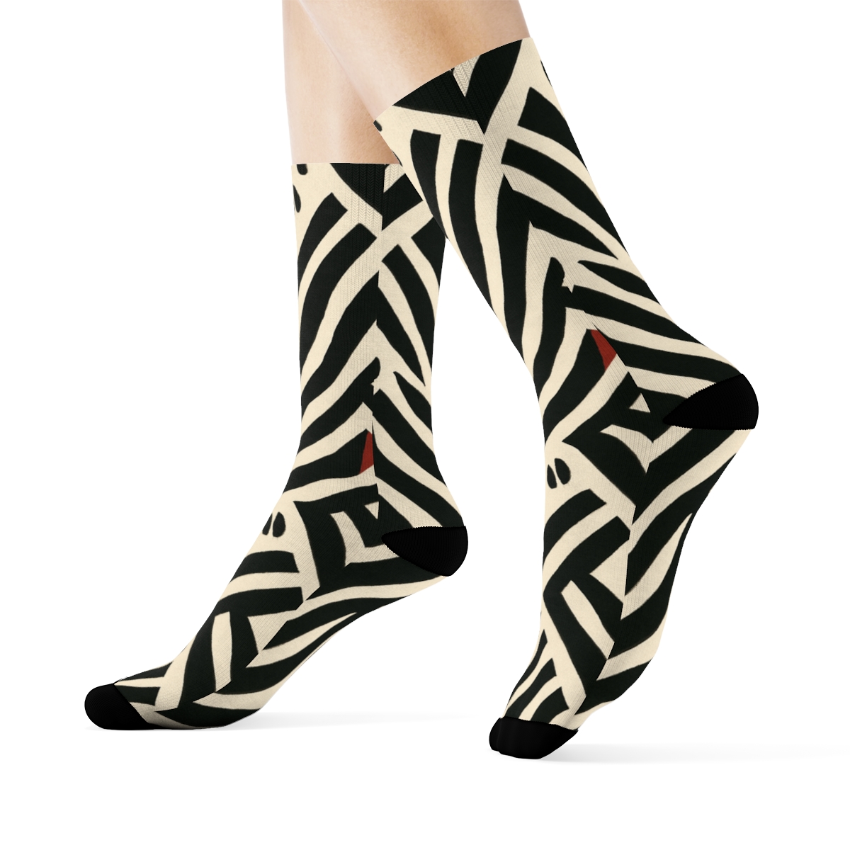 Crimson Inlay Zebra Stripe Chevron Fragments premium sports crew socks