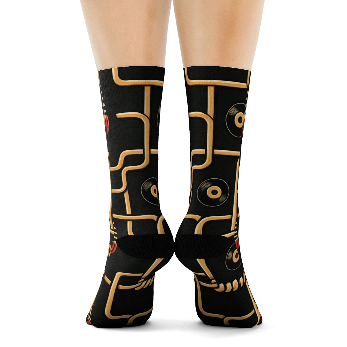 Musician Microphone Lattice In Ruby Spotlight stylish athletic crew socks