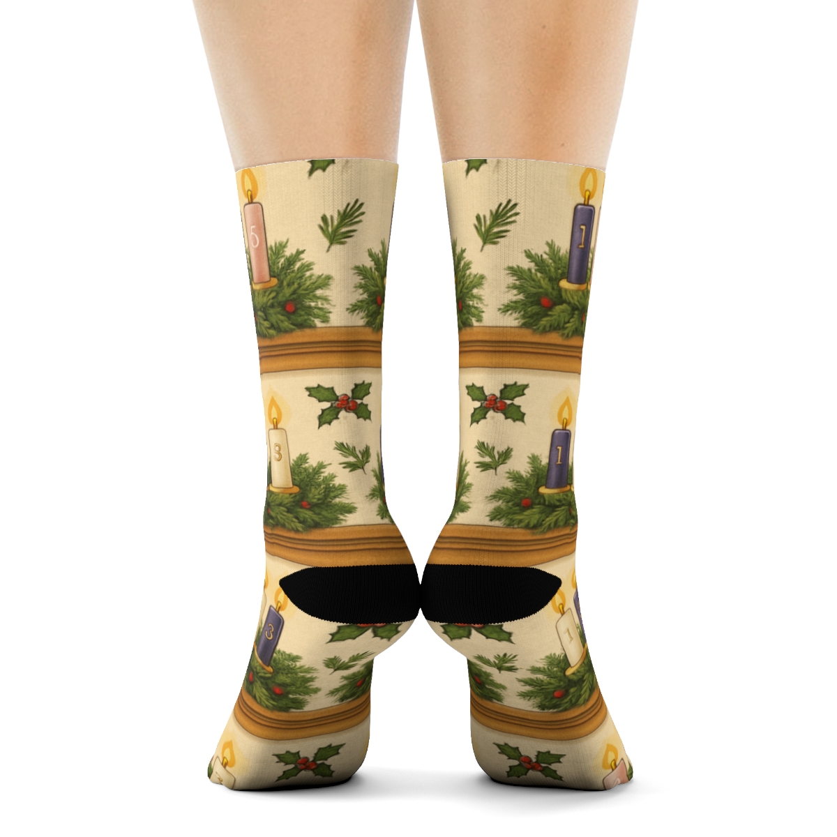 Advent Candles Wreath Band Mantel Repeat custom crew socks