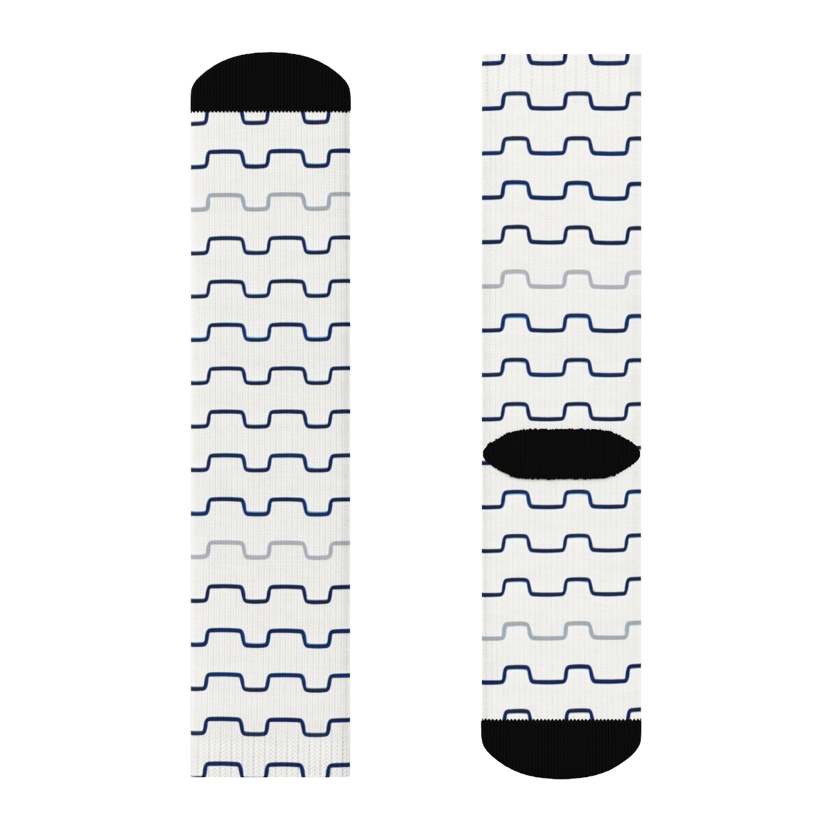 Thin Wave Step Bands trendy patterned crew socks