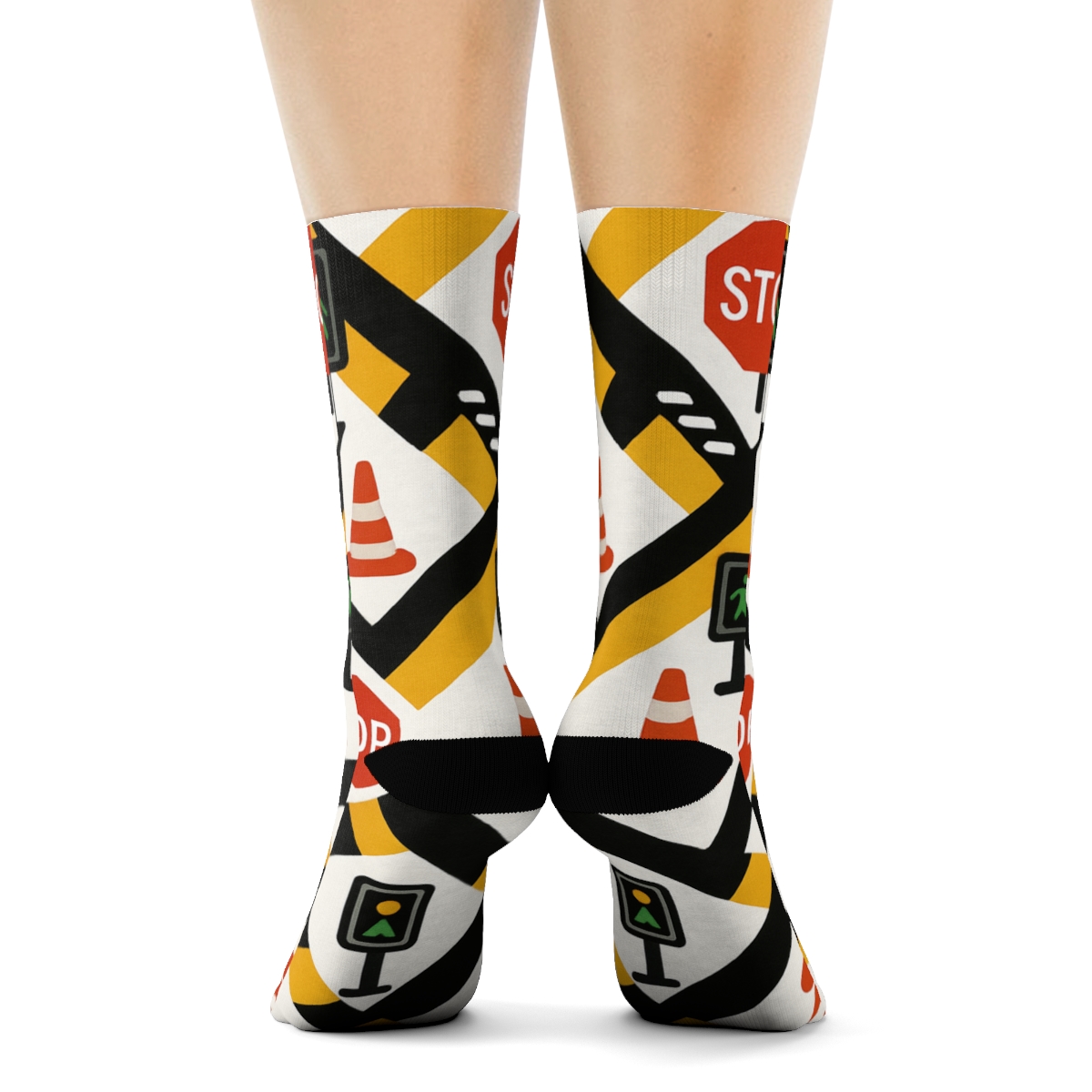 Crossing Guard Chevron-Grade School Zone Scatter unique graphic crew socks